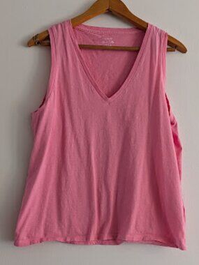 J. Crew Pink V-Neck Tank Top Size L